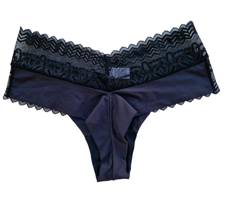 TANGA FIO COM CÓS DE RENDA - PRETO