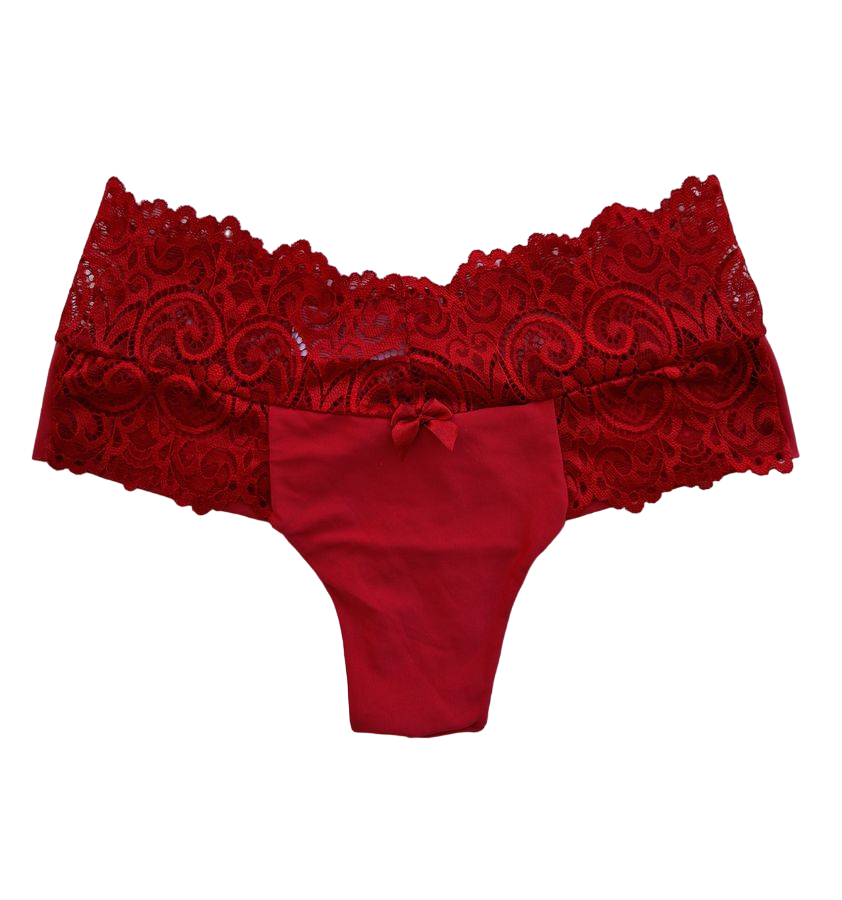 TANGA FIO COM CÓS DE RENDA - VERMELHO