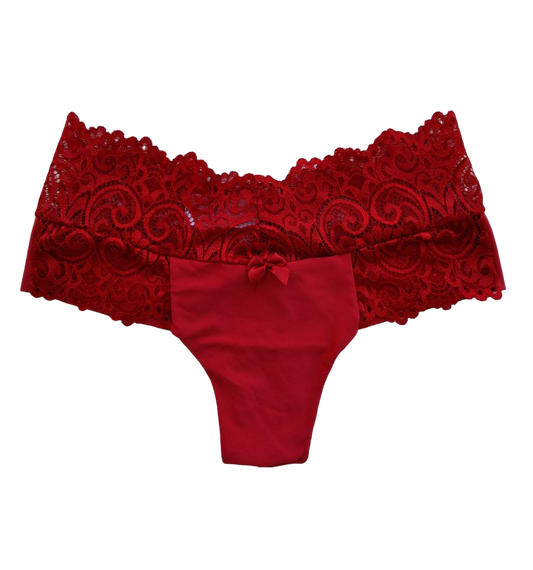 TANGA FIO COM CÓS DE RENDA - VERMELHO