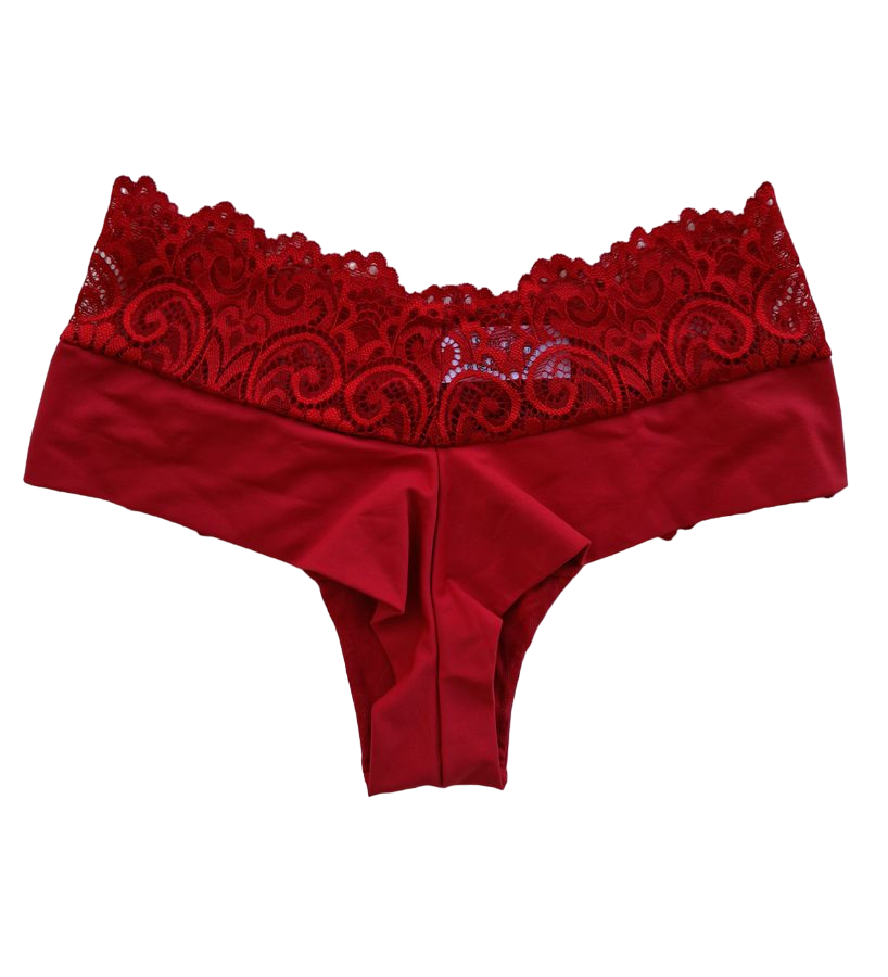 TANGA FIO COM CÓS DE RENDA - VERMELHO