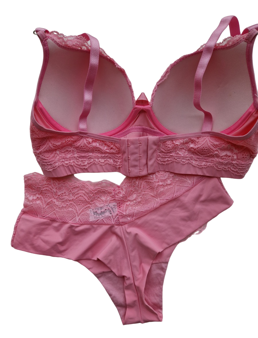 CONJUNTO DUPLO COM RENDA – ROSA