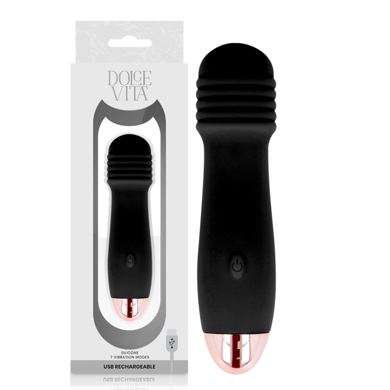 DOLCE VITA - VIBRADOR RECARREGÁVEL TRÊS PRETO 7 VELOCIDADE