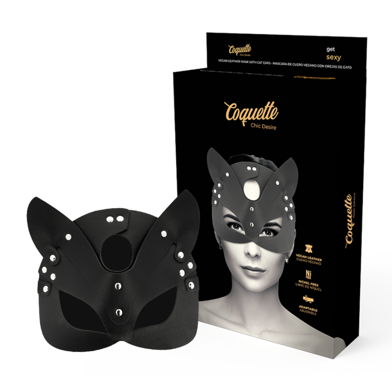 COQUETTE CHIC DESIRE - MASCARA DE COURO VEGANO COM ORELHAS DE GATO