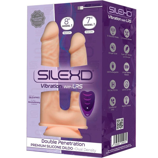 SILEXD - MODELO 1 VIBRADOR DE DUPLA PENETRAÇÃO REALISTA DE SILICONE PREMIUM SILEXPAN COM CONTROLE REMOTO  17,5 / 19,5 CM