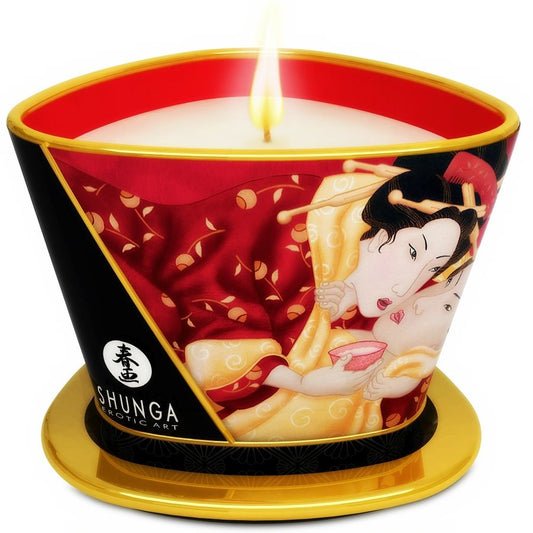 SHUNGA - VELA PARA MASSAGEM COM AROMA DE MORANGO COM CHAMPANHE