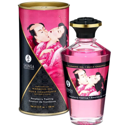 SHUNGA - ÓLEO DE MASSAGEM EFEITO CALOR SABOR INTENSO DE FRAMBOESA