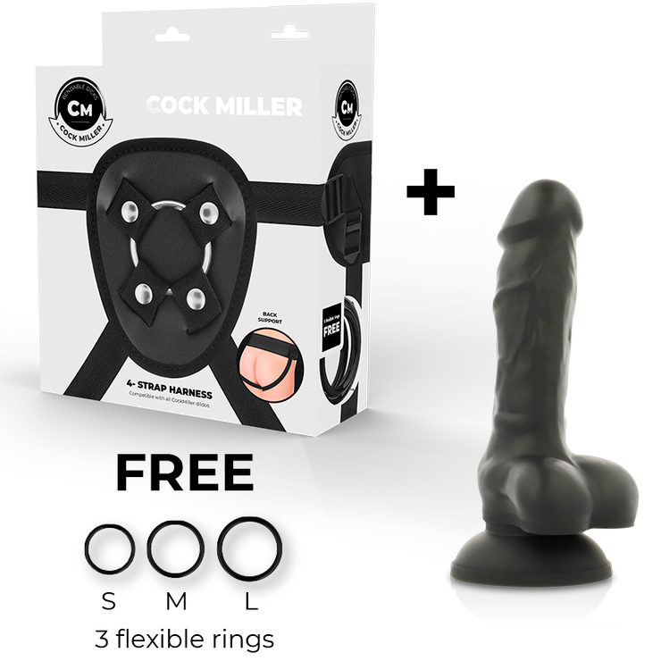 COCK MILLER - ARNÊS + DILDO DENSIDADE DE SILICONE COCKSIL ARTICULVEL 13 CM